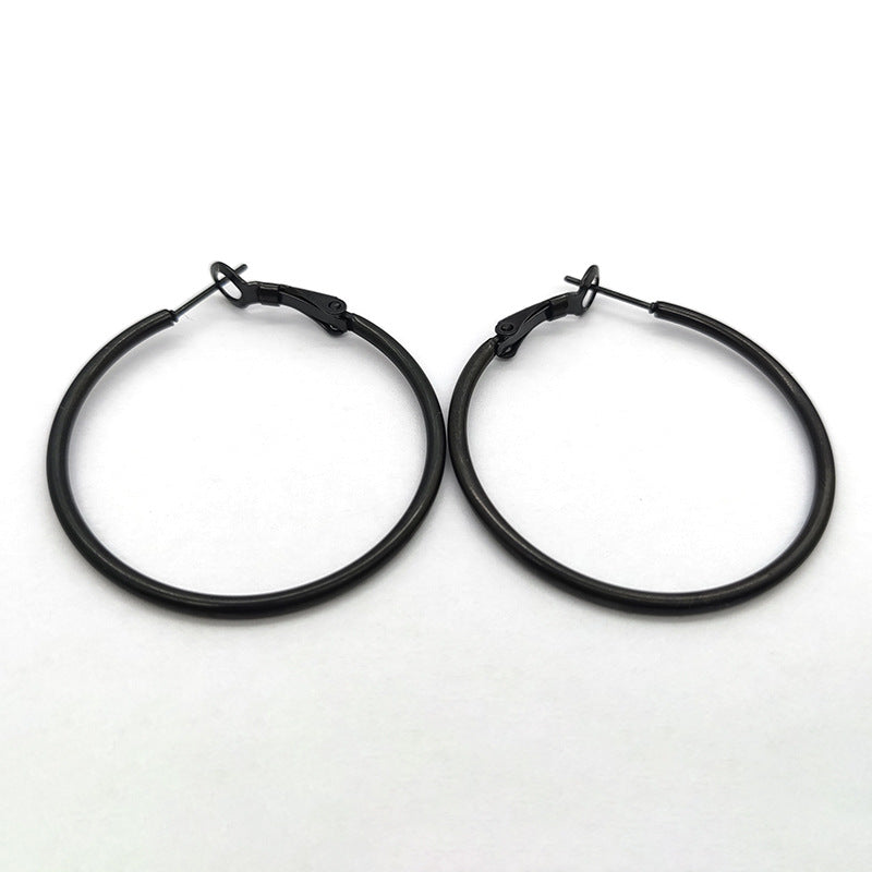 Stainless Steel Large Circle Shrimp Bow Earrings