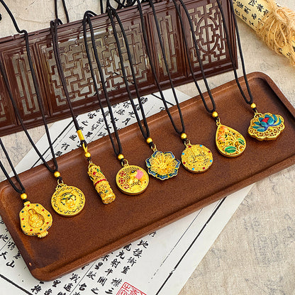 Enamel Color Filigree Eight Treasures Compass Ancient Pendants