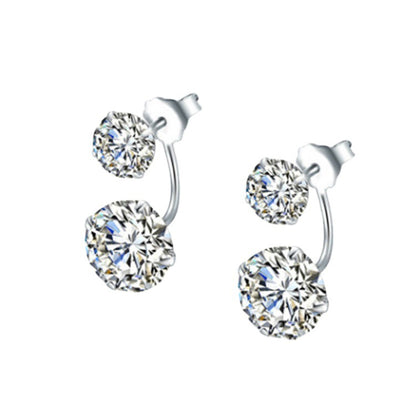 Women's Sier Ornament Diamond Zircon Fashionable Valentine's Earrings