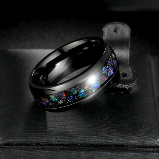 Men's Ornament Titanium Steel Starry Wedding Rings