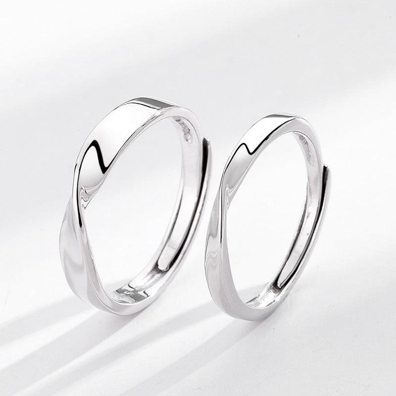 Women's & Men's Concept Sterling Sier Mobius Strip Couple Rings