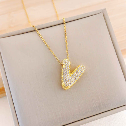 Women's Letter Hip Hop Full Zircon Exquisite Necklaces