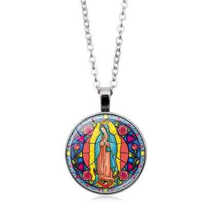 Women's Jesus Time Gem Cabochon Vintage Sweater Necklaces