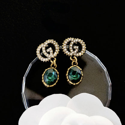 Women's & Men's Quality Collection Trending Rhinestone Letters Sier Earrings