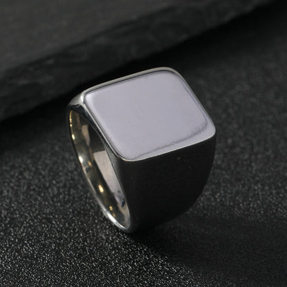 Men's Steel Simple Casting Bright Surface Square Rings