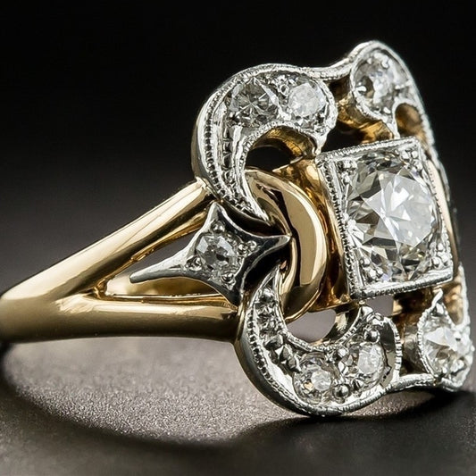 Women's & Men's Geometric Hollow Carved Zircon Fashion Vintage Rings