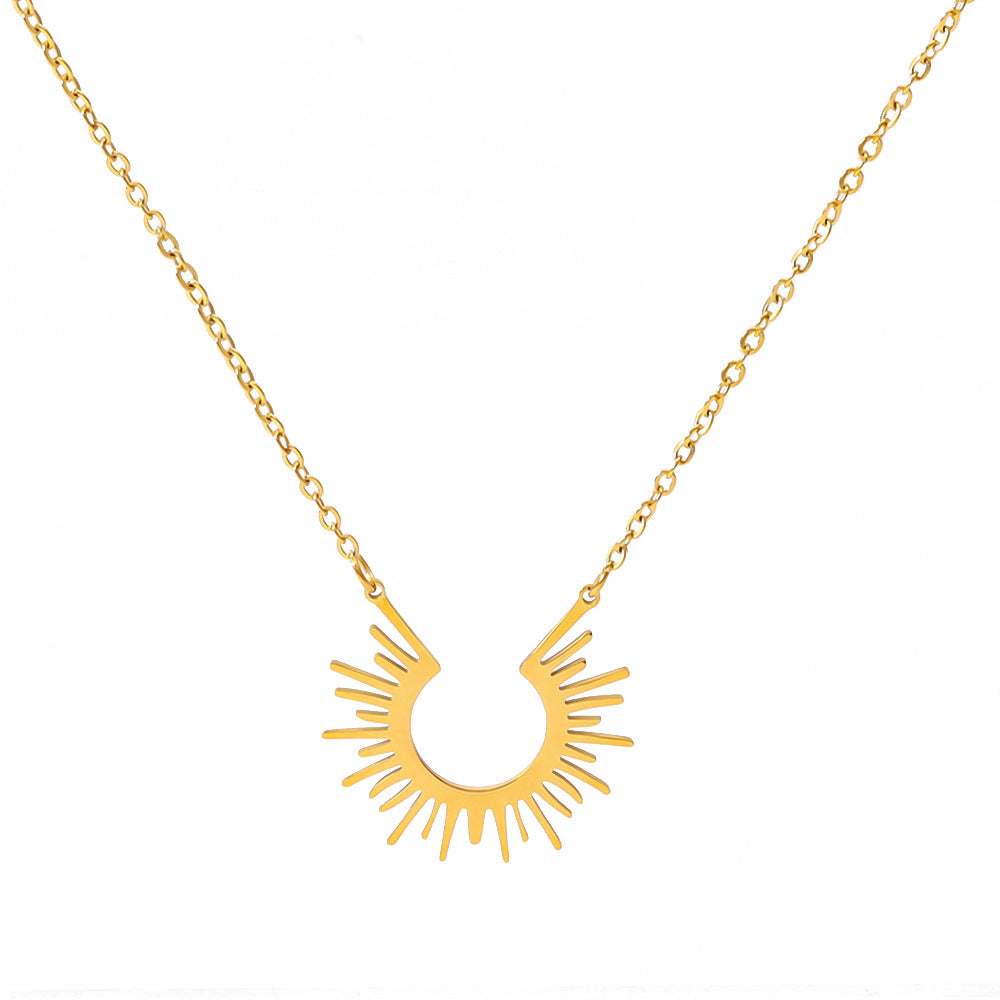 Sunflower Series Suit Gold Titanium Steel Choker Necklaces