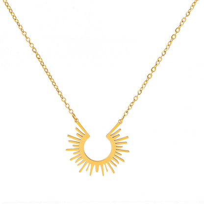 Sunflower Series Suit Gold Titanium Steel Choker Necklaces