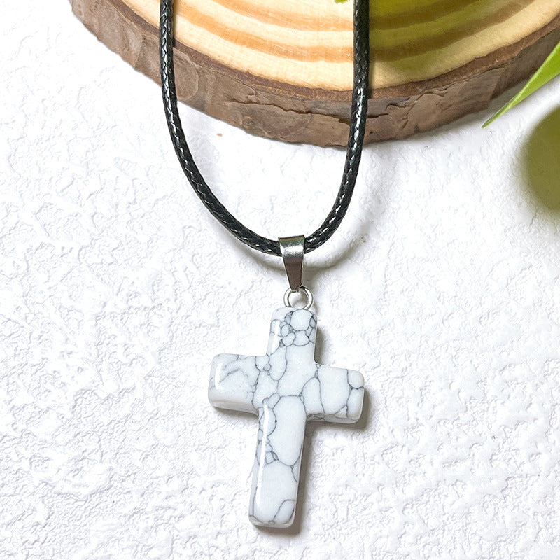 Crystal Cross Fashion Ornament Accessories Leather Rope Pendants