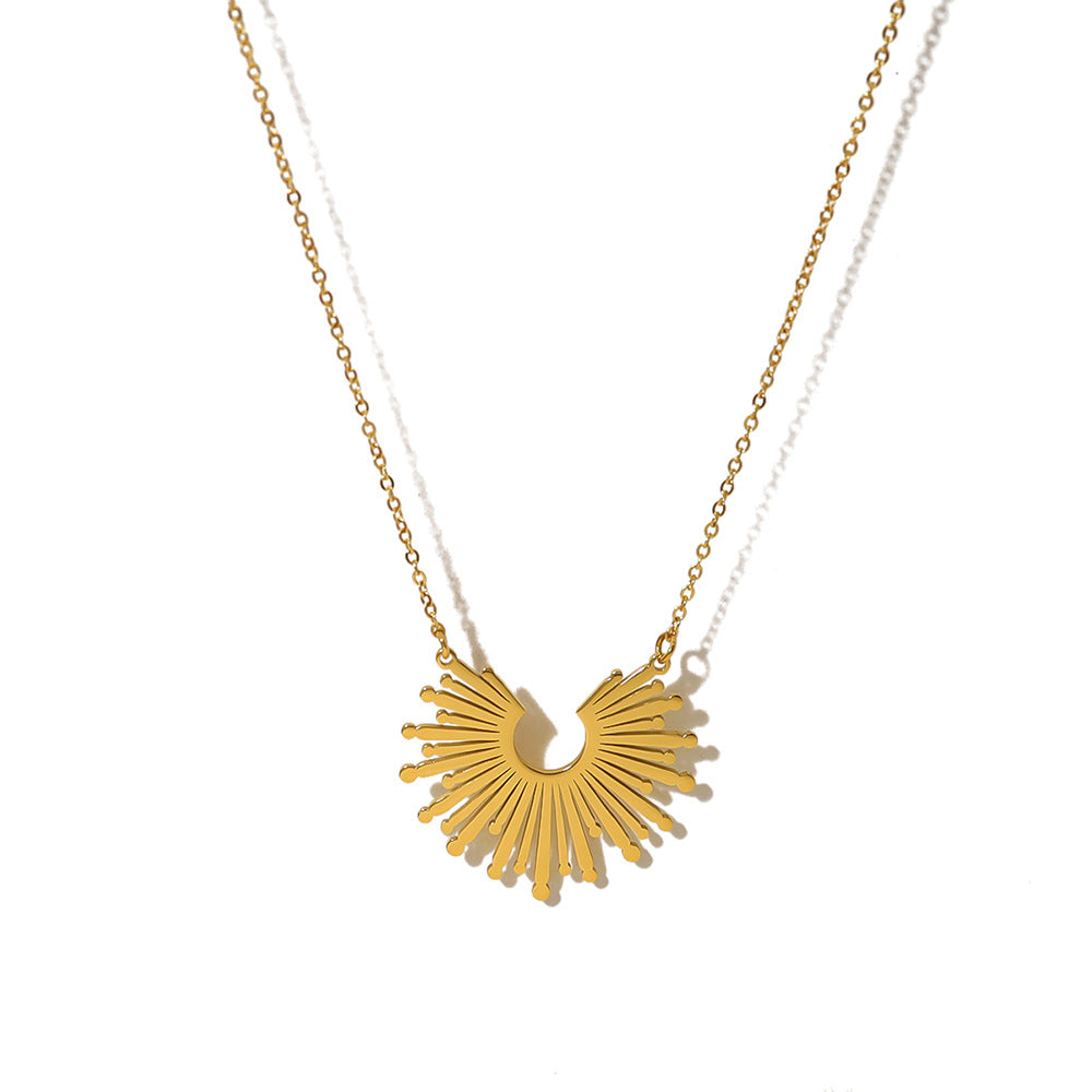 Sunflower Series Suit Gold Titanium Steel Choker Necklaces