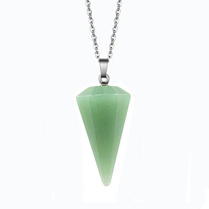 Natural Stone Hexagon Prism Conical Spirit Necklaces