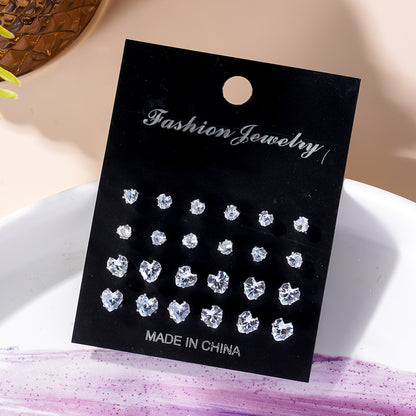 Retro Elegant Geometric Heart-shaped Crystal Zircon Earrings