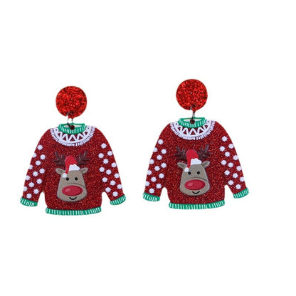 Women's Sweater Christmas Snowflake Santa Claus Cartoon Earrings