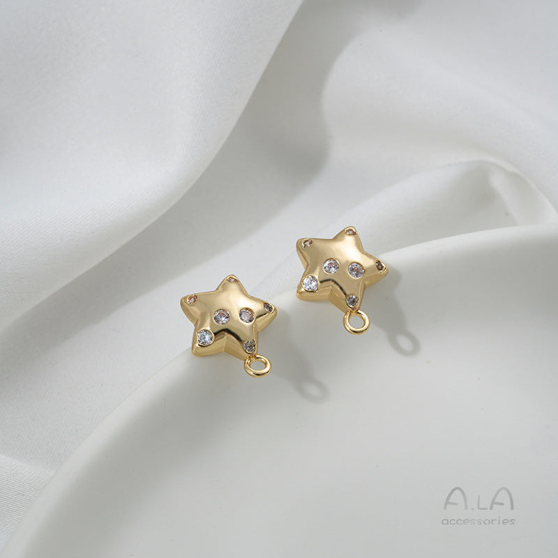 Retention Gilded Inlaid Zirconium Geometric Square Round Water Drop Earrings