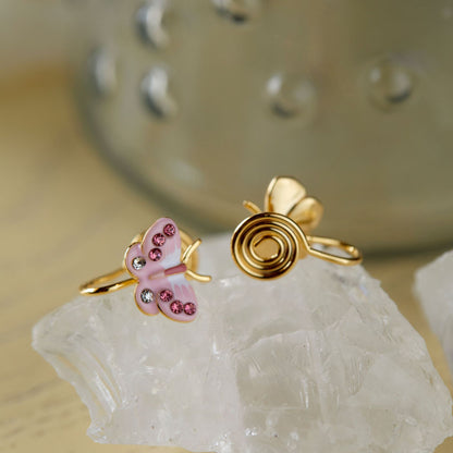 Summer Sweet Pink Small Butterfly Female Earrings