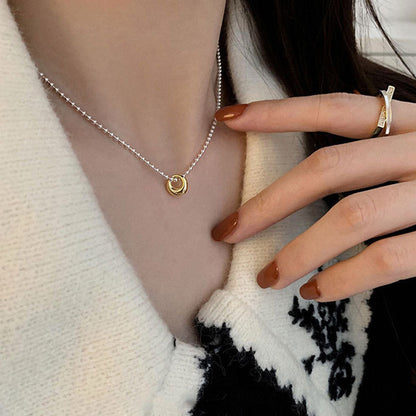 Retro Simple Gold Sier Color Matching Bead Niche Advanced Necklaces