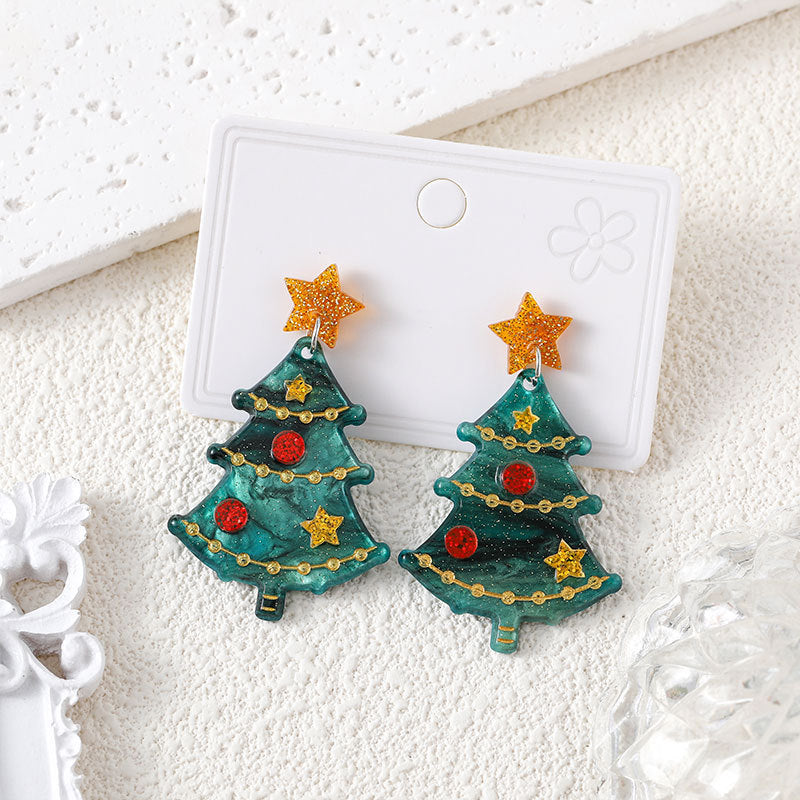Christmas Cute Tree Snowflake Female Fashion Earrings