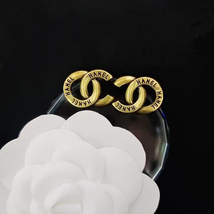 Women's & Men's Quality Collection Trending Rhinestone Letters Sier Earrings