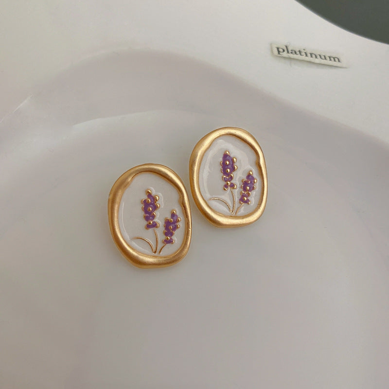 Women's Enamel Oil Painting Style Light Luxury Earrings