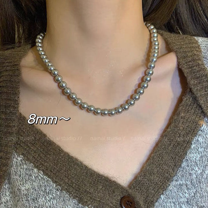 Fashionable Simple Gray Pearl Retro Affordable Necklaces