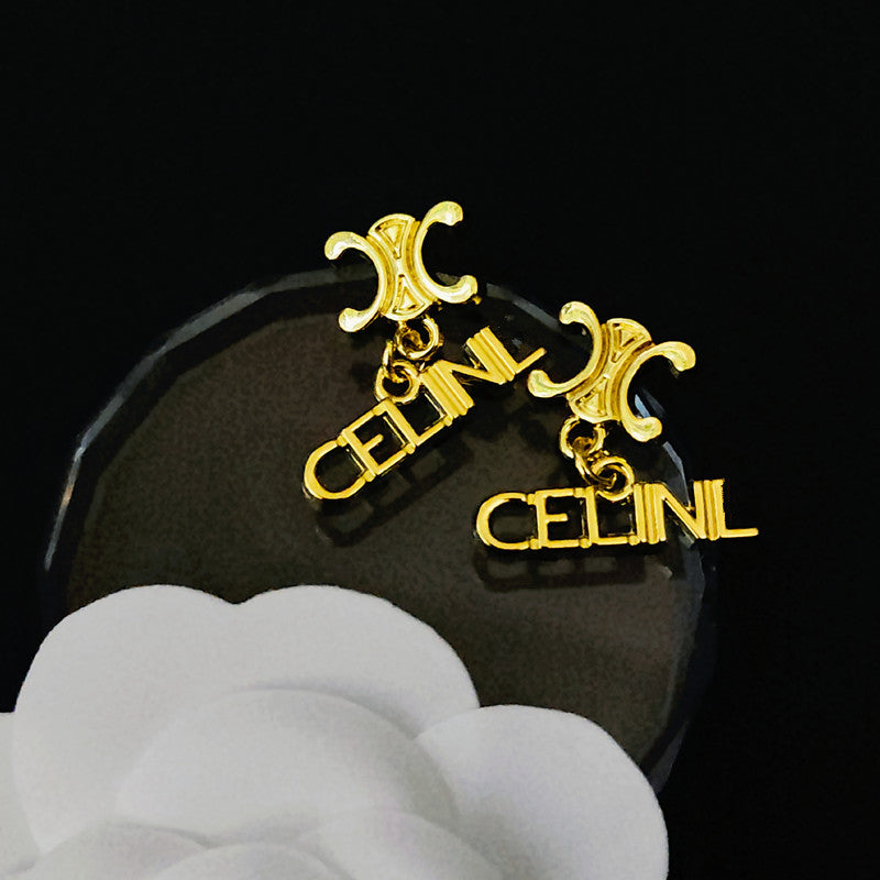 Women's & Men's Quality Collection Trending Rhinestone Letters Sier Earrings