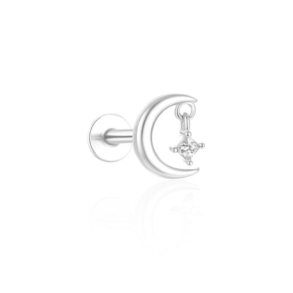 Horse Eye Zircon Piercing Cartilage Moon Earrings