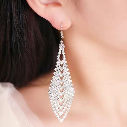 Women's For Exaggerated Rhinestone Eardrops Temperamental Tassels Fashion Personality Earrings