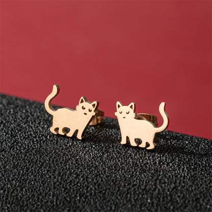 Fashion Small Ear Female Cute Stainless Steel Animal Pet Earrings