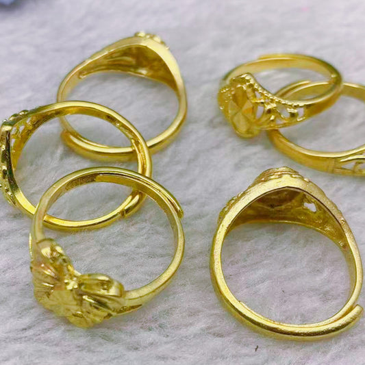 Brass Female National Fashion Carven Design Rings