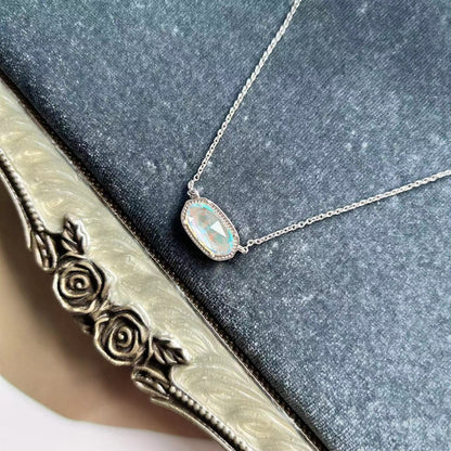 Series Elegant Brass Oval Geometric Colored Necklaces