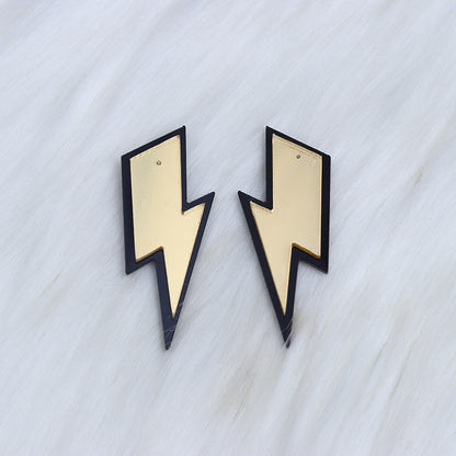 Women's Irregular Mirror Lightning Stitching Simple Exaggerated Earrings