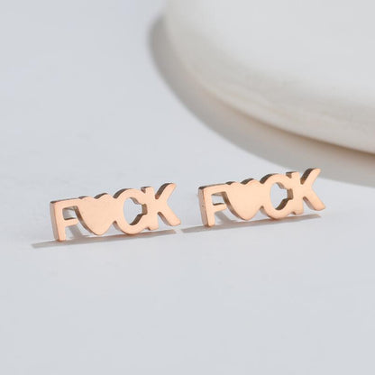 Personality Female Gold Alphabet Letter Geometric Earrings