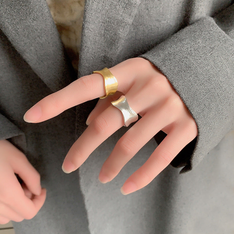 Style Fashion Personality Brushed Wide Female Frosted Rings