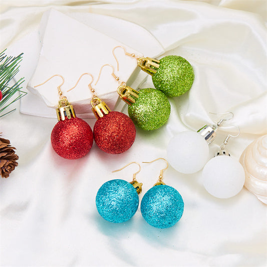 Ornament Christmas Glossy Sequin Bulb Ear Earrings