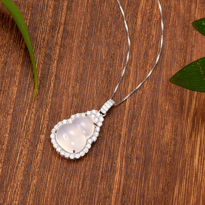 Women's Ice Chalcedony Gourd White Transparent National Necklaces