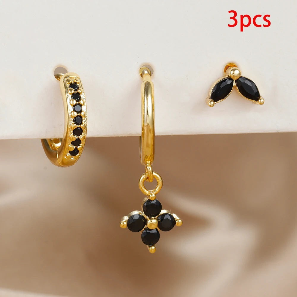 Flowers Ear Hook Eardrops Geometric High-grade Rings