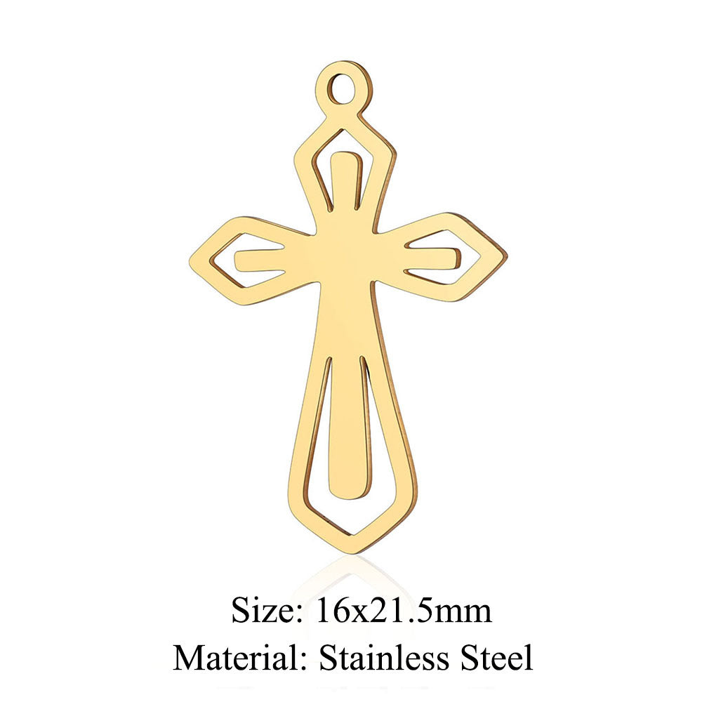 Titanium Steel Hollow Cross Crown Holy Device Pendants