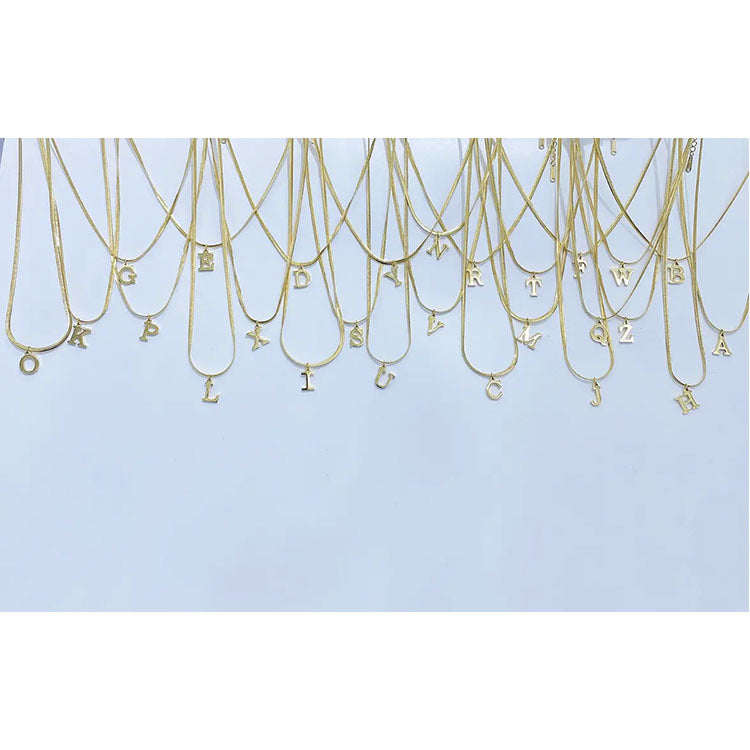 Gold Plating Titanium Steel Letter Snake Bones Necklaces