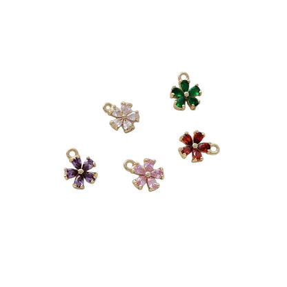 Gilded Inlaid Zircon Small Peach Blossom Five Faces Pendants