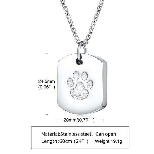 Men's Dog Paw Cinerary Casket Openable Black Pendants