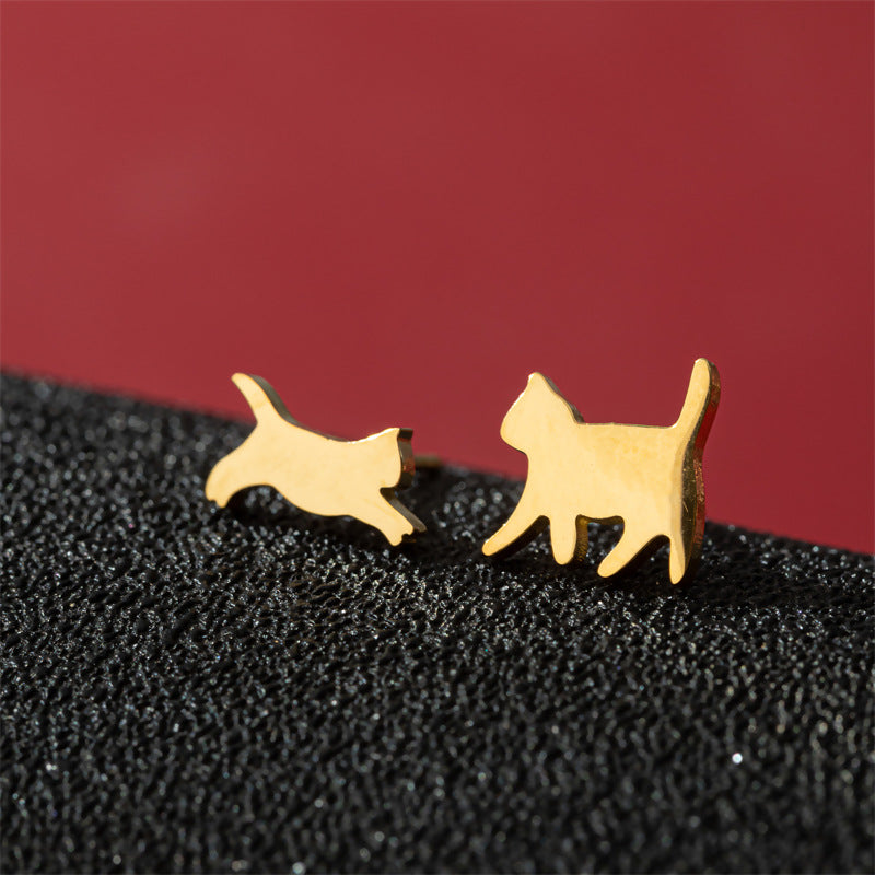 Fashion Small Ear Female Cute Stainless Steel Animal Pet Earrings