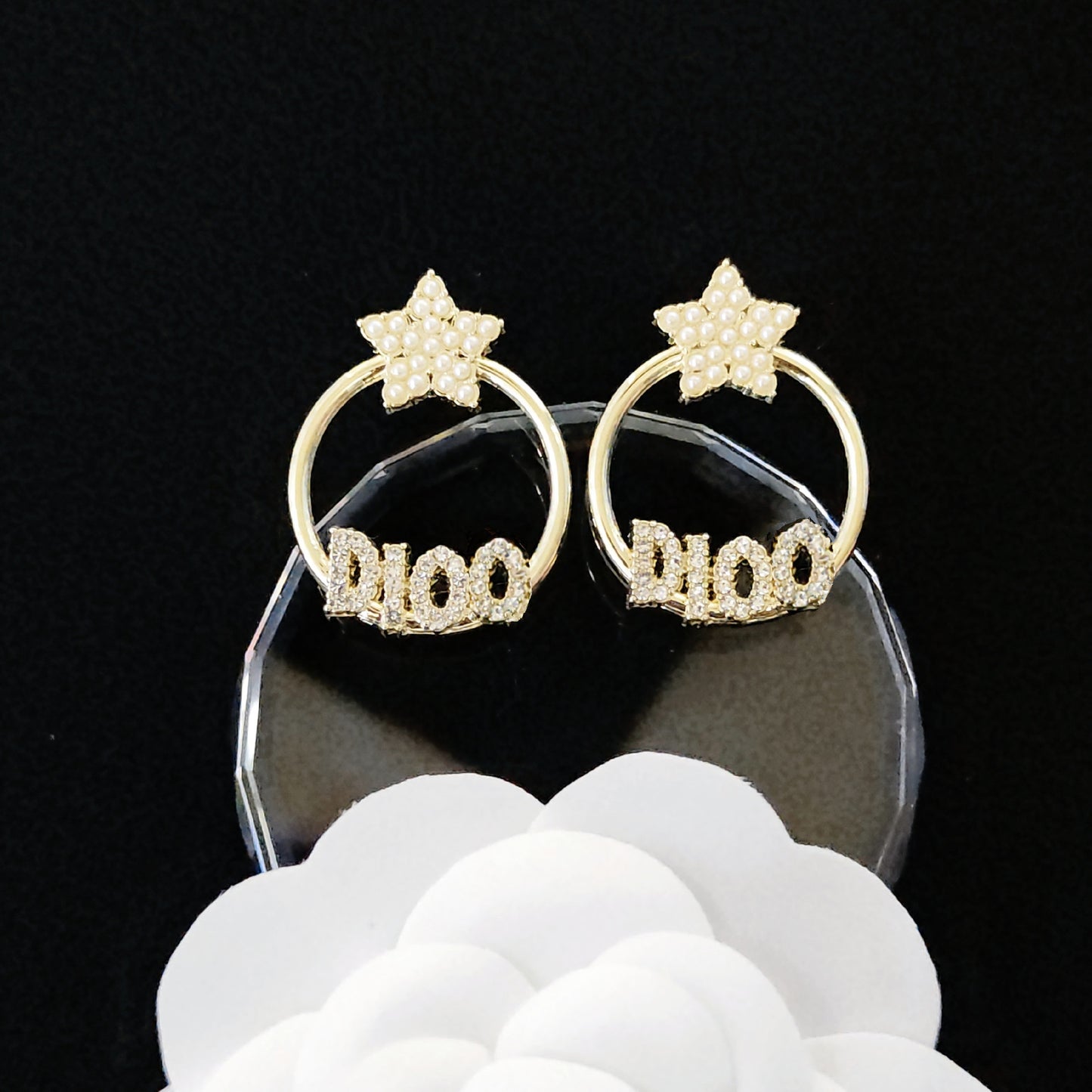 Women's & Men's Quality Collection Trending Rhinestone Letters Sier Earrings