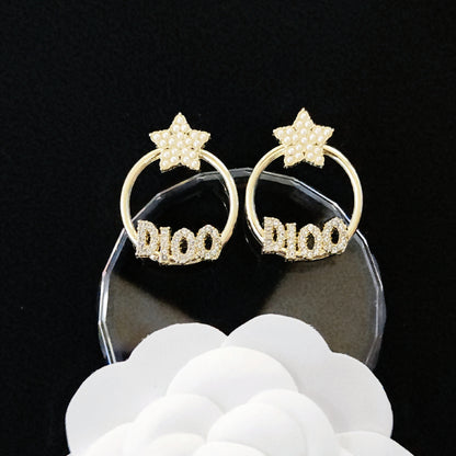 Women's & Men's Quality Collection Trending Rhinestone Letters Sier Earrings