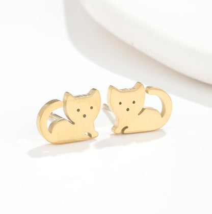 Women's Simple Cute Small Animal Style Design Stainless Earrings