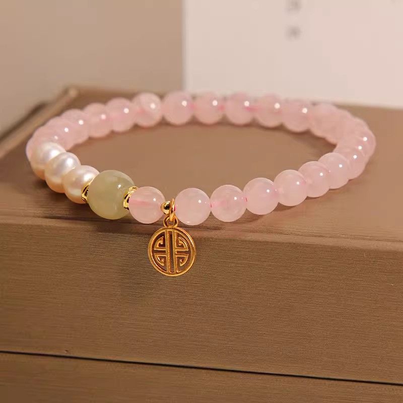 Live Broadcast Pink Crystal Design Blessing Card Bracelets