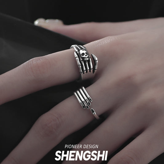 Women's Skull Punk Dark Palm Opening Light Rings