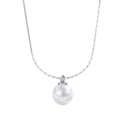 Women's High-grade Single Pearl Titanium Steel Elegant Bead Simple Clavicle Necklaces