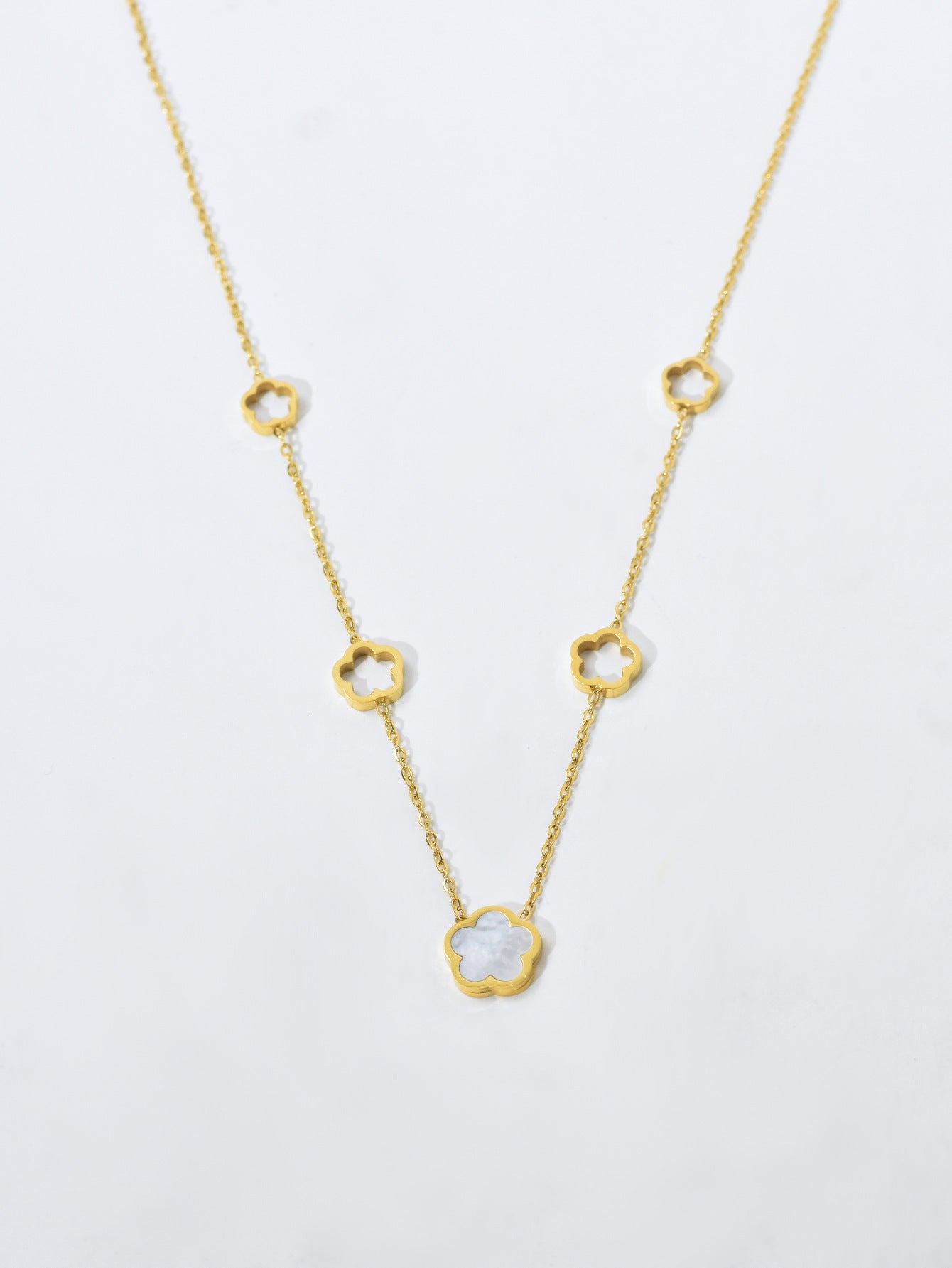 Women's Fashion High-grade Titanium Steel Gold-plated Clover Necklaces