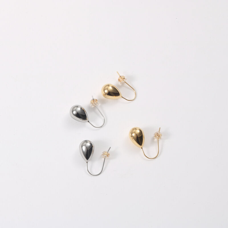 Water Drop Titanium Steel Gold Plating Earrings