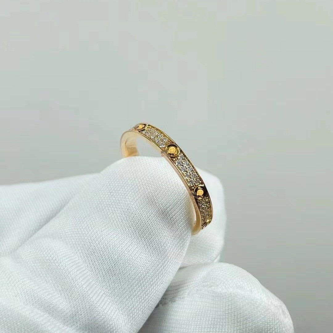 Gold-plated Screw Pattern Wide Narrow Single Rings